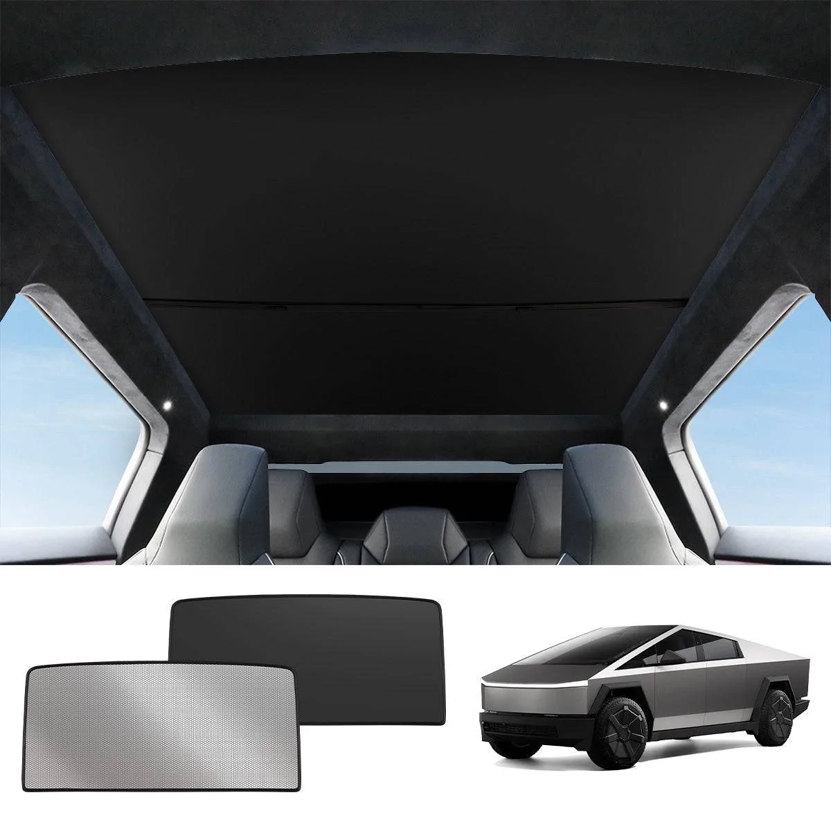 Tesla Cybertruck Teslaunch: Keep Your Cybertruck Cool with the Split Nano Ice Crystal Glass Roof Sunshade 🌞 TESLAUNCH SUNSHADE (9)