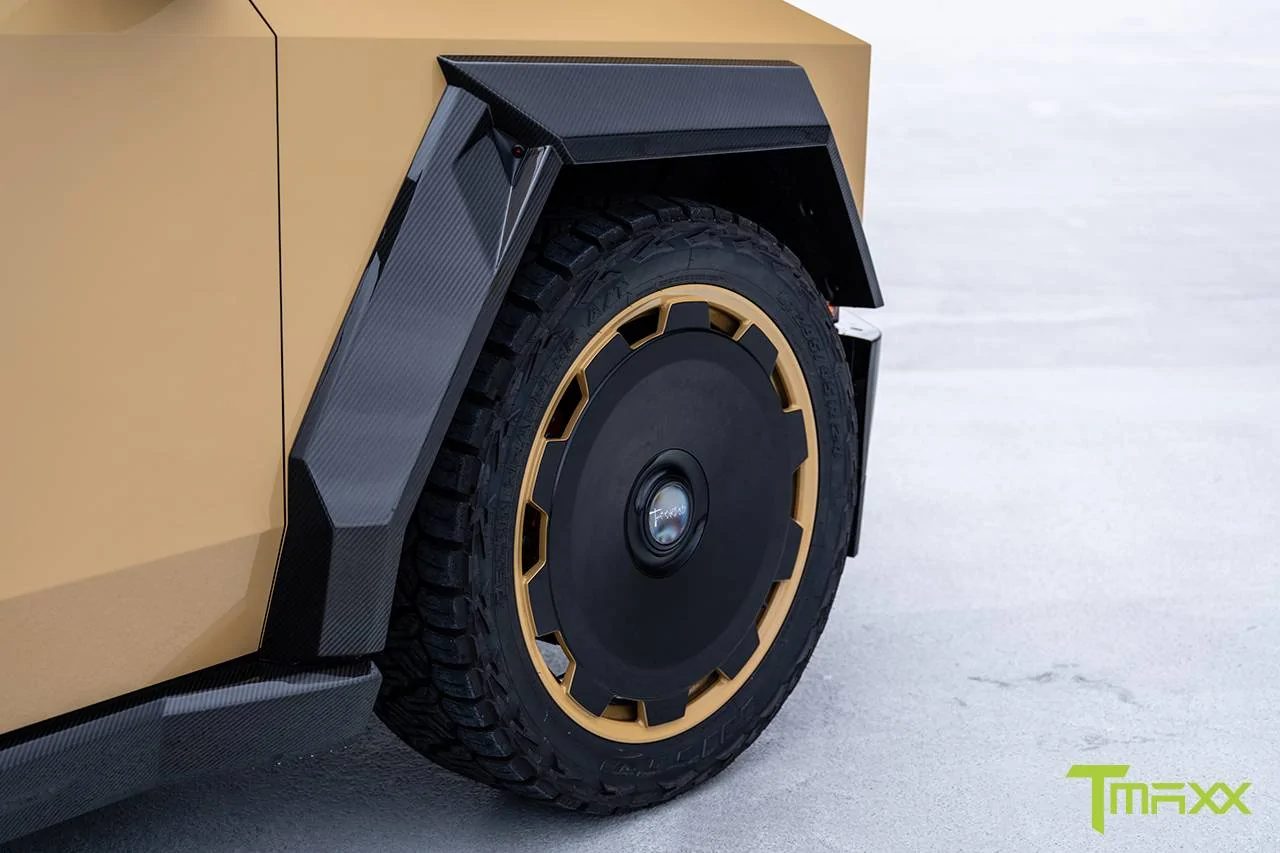 Tesla Roadster 2nd gen Cybertruck Aftermarket Wheels & Tires Photos + Info Compilation tmaxx-gloss-coffee-crema-tesla-cybertruck-ctm-24-inch-custom-painted-wheels-13