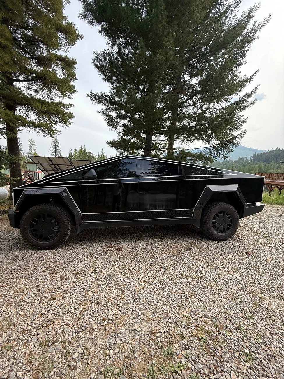 Tesla Roadster 2nd gen TRON stripes over gloss black wrap and PPF TronDaytime1