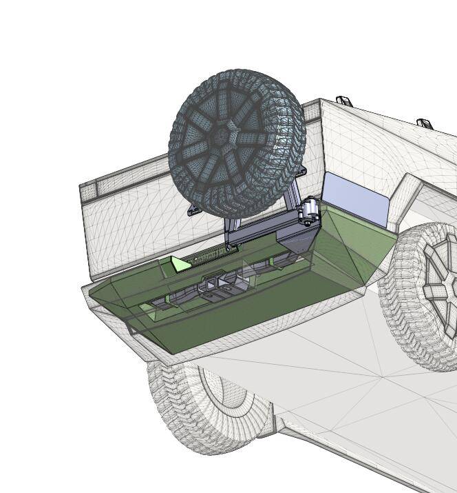 Tesla Roadster 2nd gen Any suggestion of tailgate spare tire mount solution?? Unknown